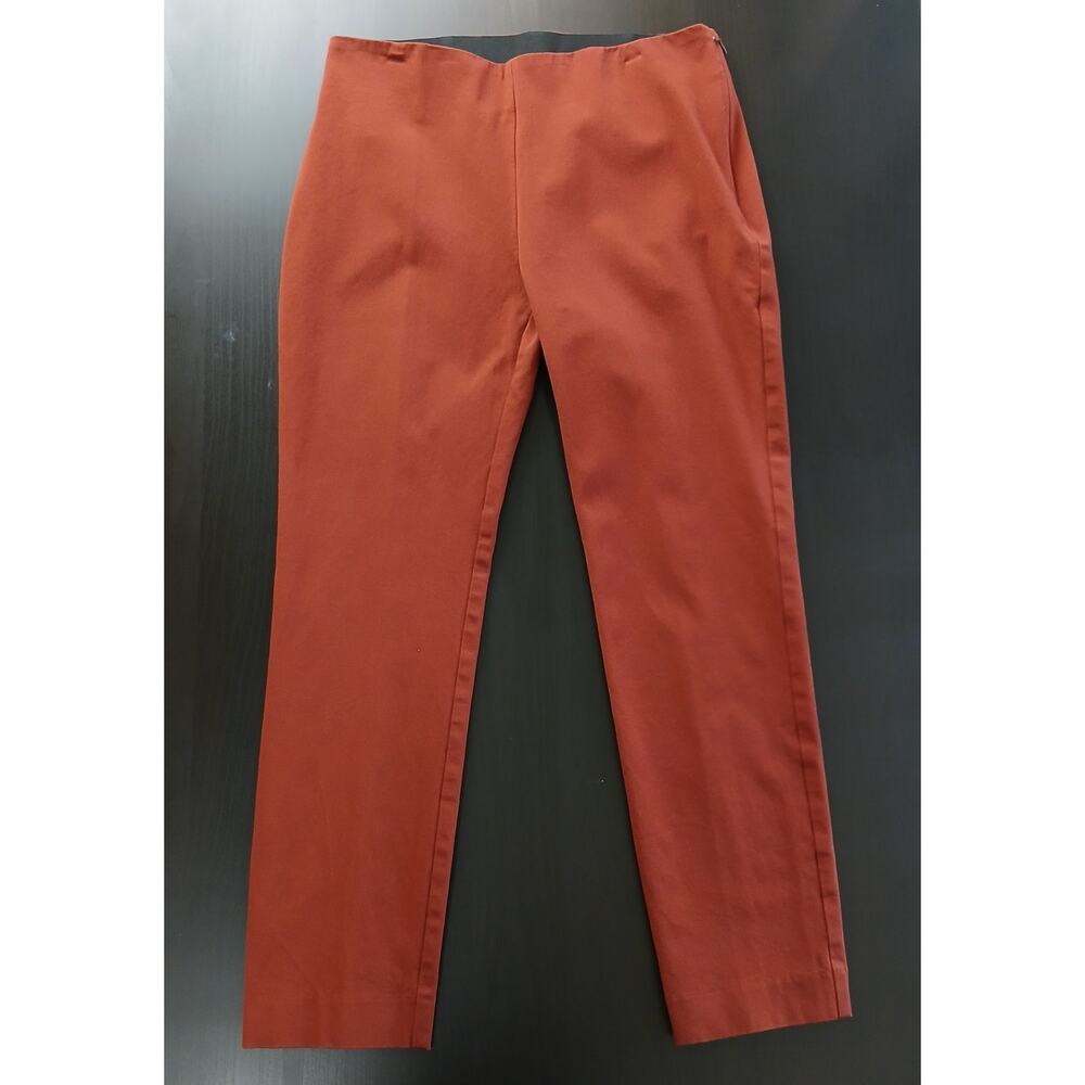 A New Day Slim Straight Leg Pintuck Ankle Pants 8 red-orange stretch high waist - Picture 2 of 14